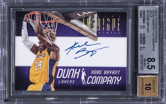 2012-13 Panini Intrigue "Dunk Company Autographs" Gold #3 Kobe Bryant Signed Card (#05/10) – BGS NM-MT+ 8.5/BGS 10